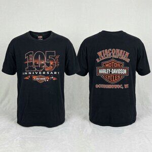 Harley-Davidson Tee T-Shirt XL Wisconsin Harley Oconomowoc WI 105 Anniversary
